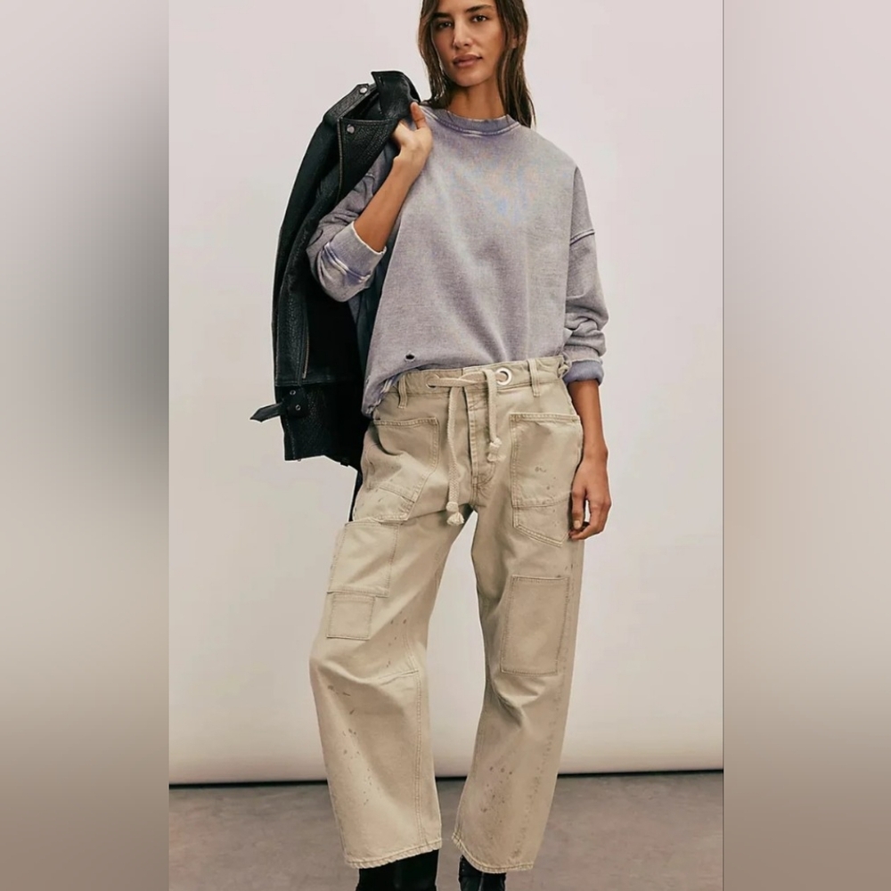 NWT We The Free Moxie Low Slung Pull On Barrel Jean in Jetty